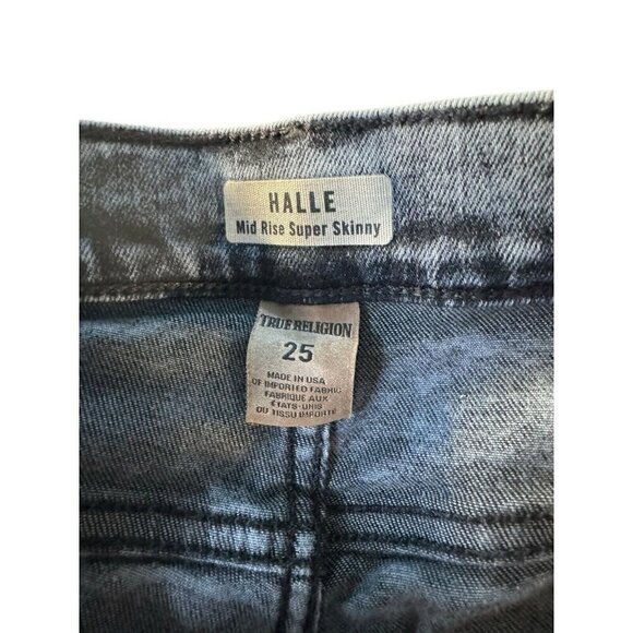 True Religion Women's Sz 25 Halle Moto Mid Rise Super Skinny Jeans Rebel Bleach - Picture 5 of 12